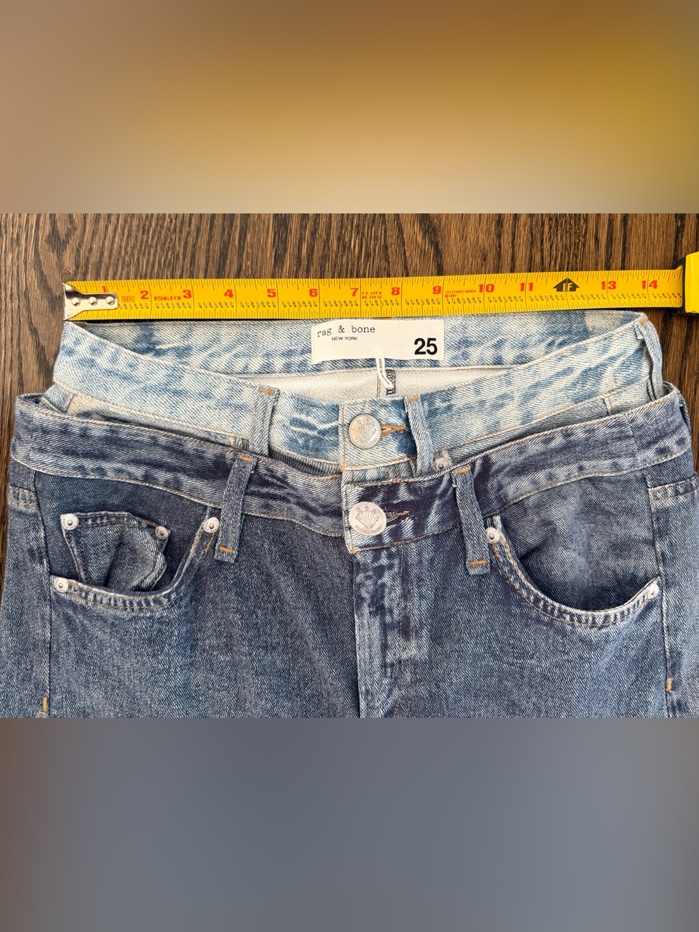rag & bone Miramar Denim-Look Wide Leg Cotton Terry Sweatpants Size 25 - Picture 5 of 6